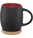 Avenue Hearth Ceramic Mug With Wood Lid/Coaster (Pack of 2) (Solid Black/Red) (4.1 x 3 inches) - UTPF2470