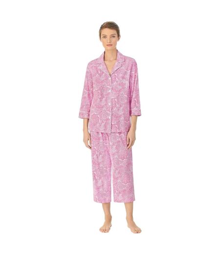 Ensemble De Pyjama Long Manches ¾ Motif/style Cachemire Femme Rose Ralph Lauren