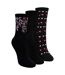 3 Pairs Ladies Floral Pattern Socks - Soft Cotton Rich Everyday Socks-1