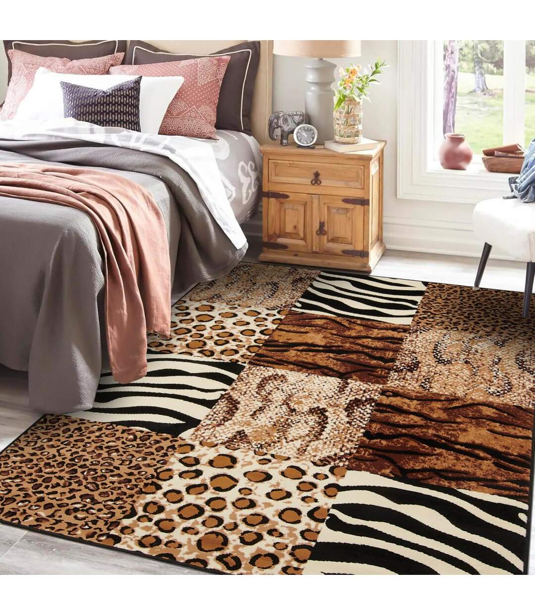 Tapis salon et chambre tissé motif animaux AF1 SAVANA-2