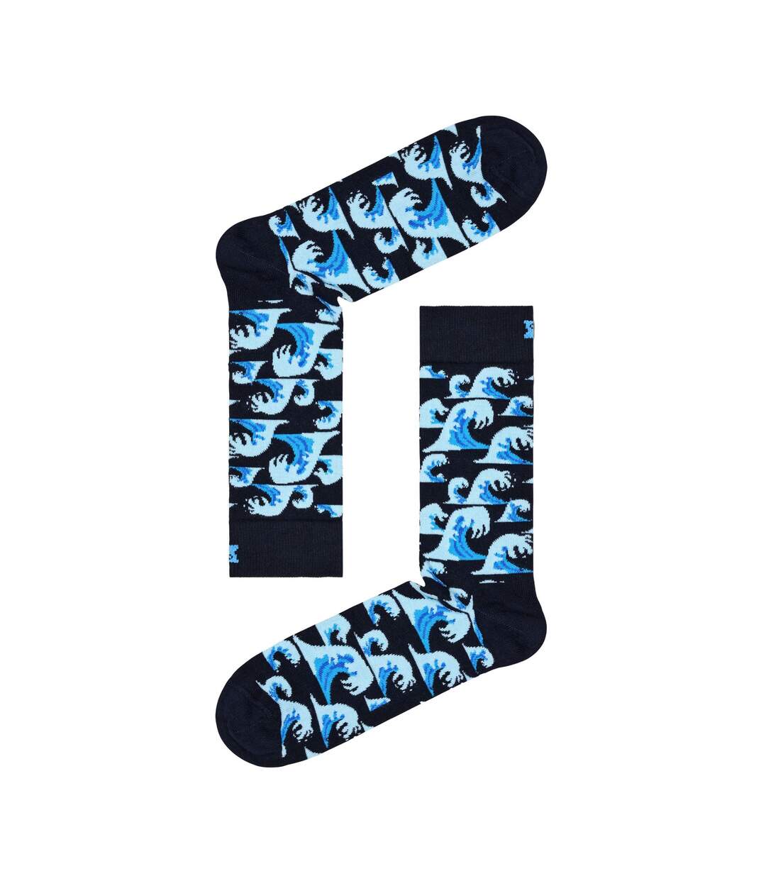 1 Pack Mens & Ladies Cotton Blue Waves Design Socks-2