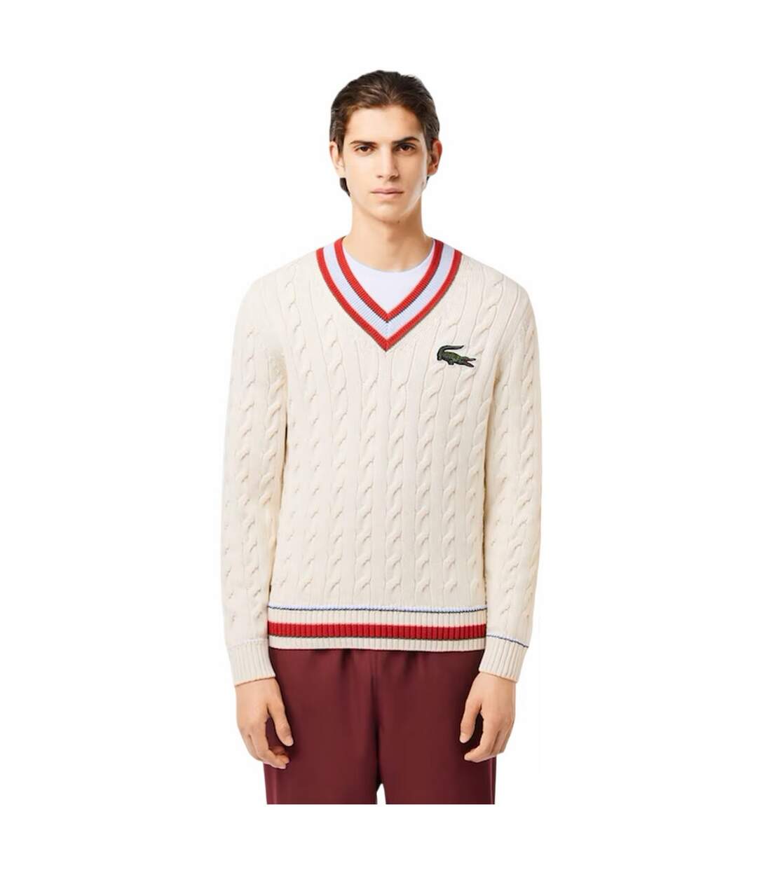 Sweat Adulte Crème Rouge Lacoste-1