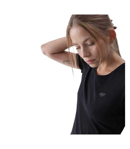 Womens/ladies Cotton Slim T-shirt Black 4F
