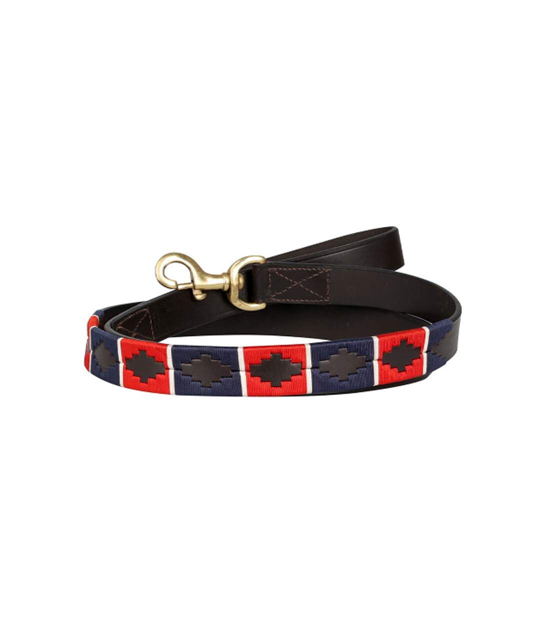 Sublime polo leather dog lead 115cm x 2cm red/navy/white Benji & Flo-1