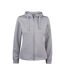 Womens/ladies Basic Full Zip Hoodie Grey Melange Clique-1