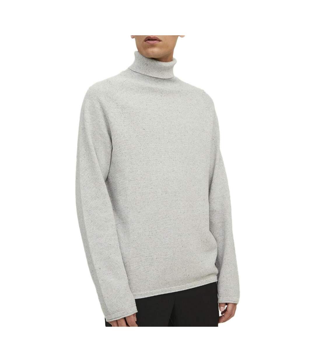 Pull col roulé gris clair homme jack & jones roll 31-1