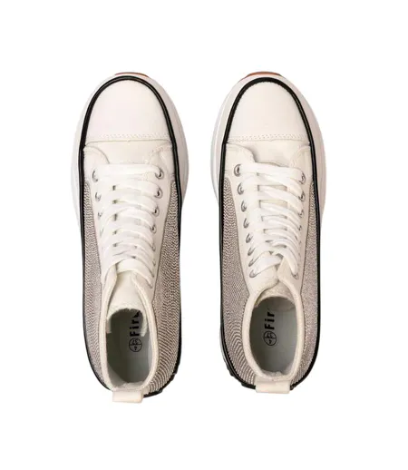 Baskets Montantes Femme Blanc Pailleté Firetrap