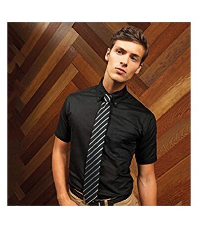 Premier Mens Signature Oxford Short Sleeve Work Shirt (Black) - UTRW2817