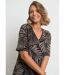 T-shirt col V maille imprimé animalier-3