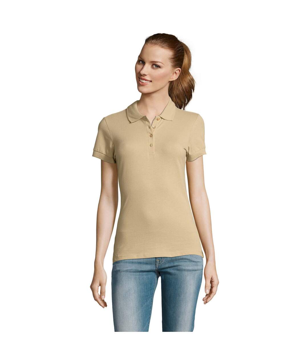 Passion polo 100% coton à manches courtes femme sable SOLS