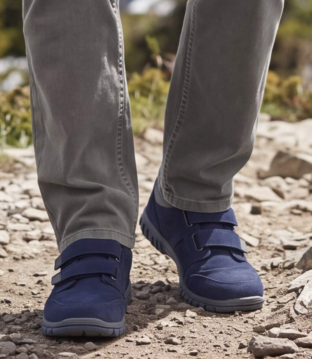 Men's Navy Double-Strap Moccasins-5