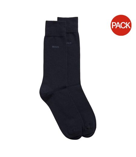 Lot De 2  Chaussettes Motif/style Uni Homme Bleu Marine Boss