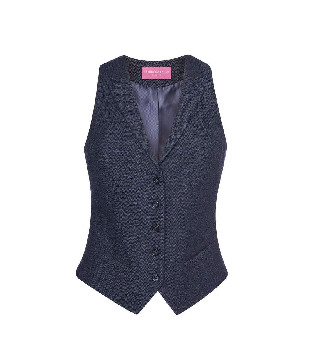 Gilet nashville femme bleu marine à chevrons Brook Taverner