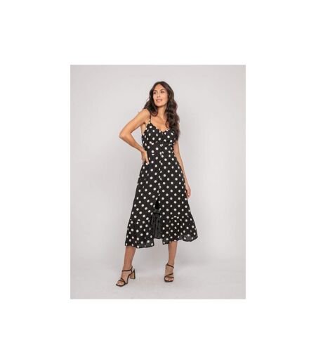 Robe longue fines bretelles motif ILOMIA - Dona X Lisa