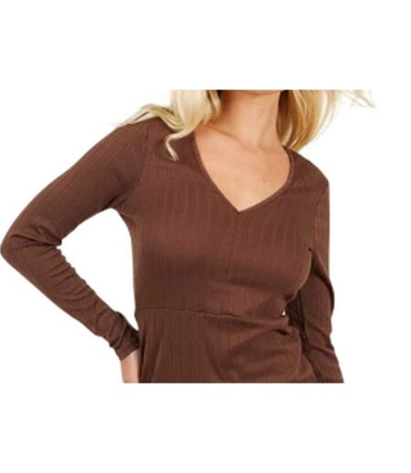 Robe Courte Manches Longues Femme Taupe Brave Soul