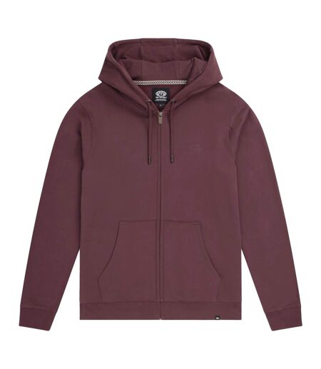 Mens Woody Organic Zipped Hoodie Burgundy Animal