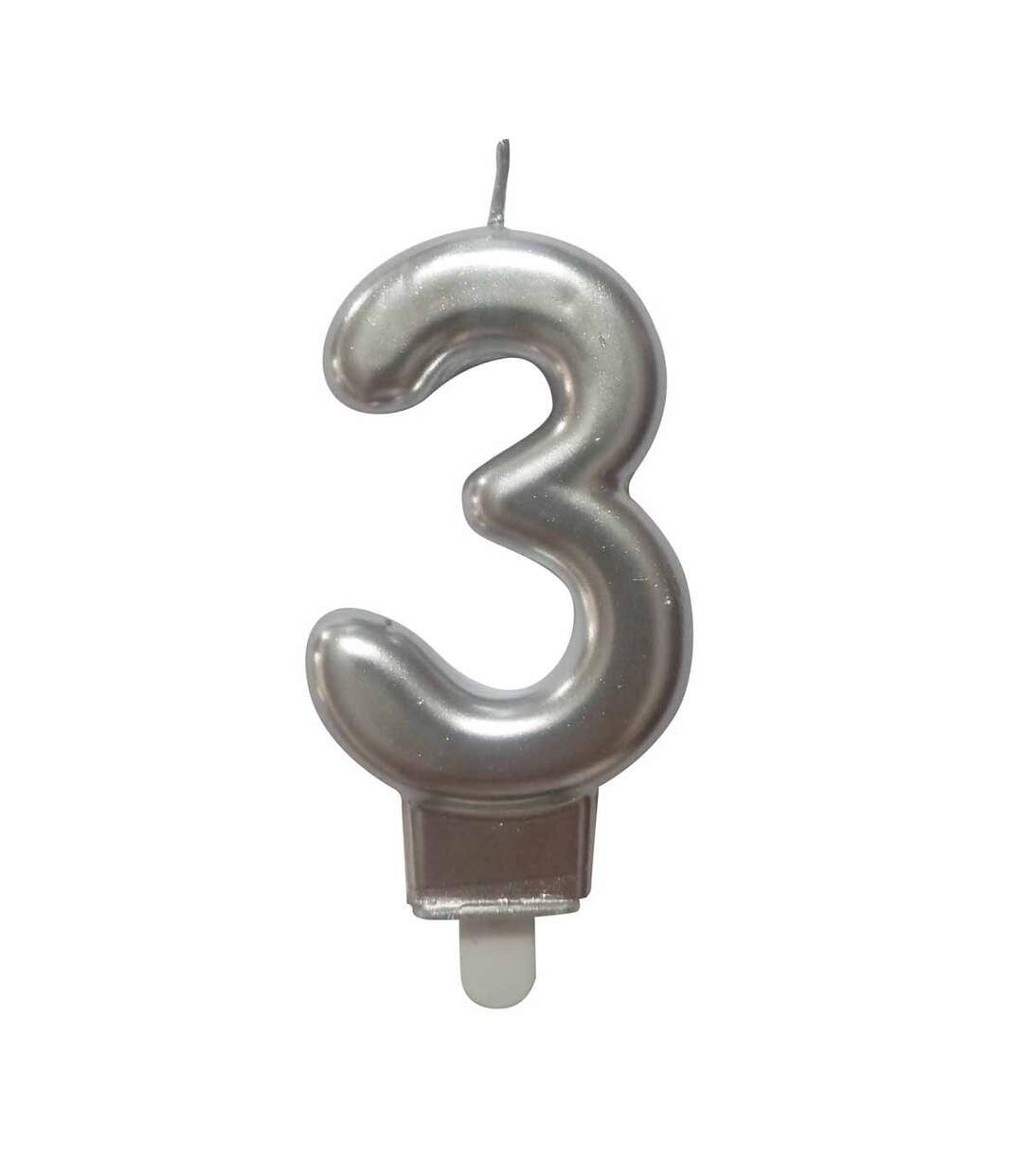 Bougie d'Anniversaire Chiffre 3 7cm Argent-1