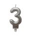 Bougie d'Anniversaire Chiffre 3 7cm Argent-1