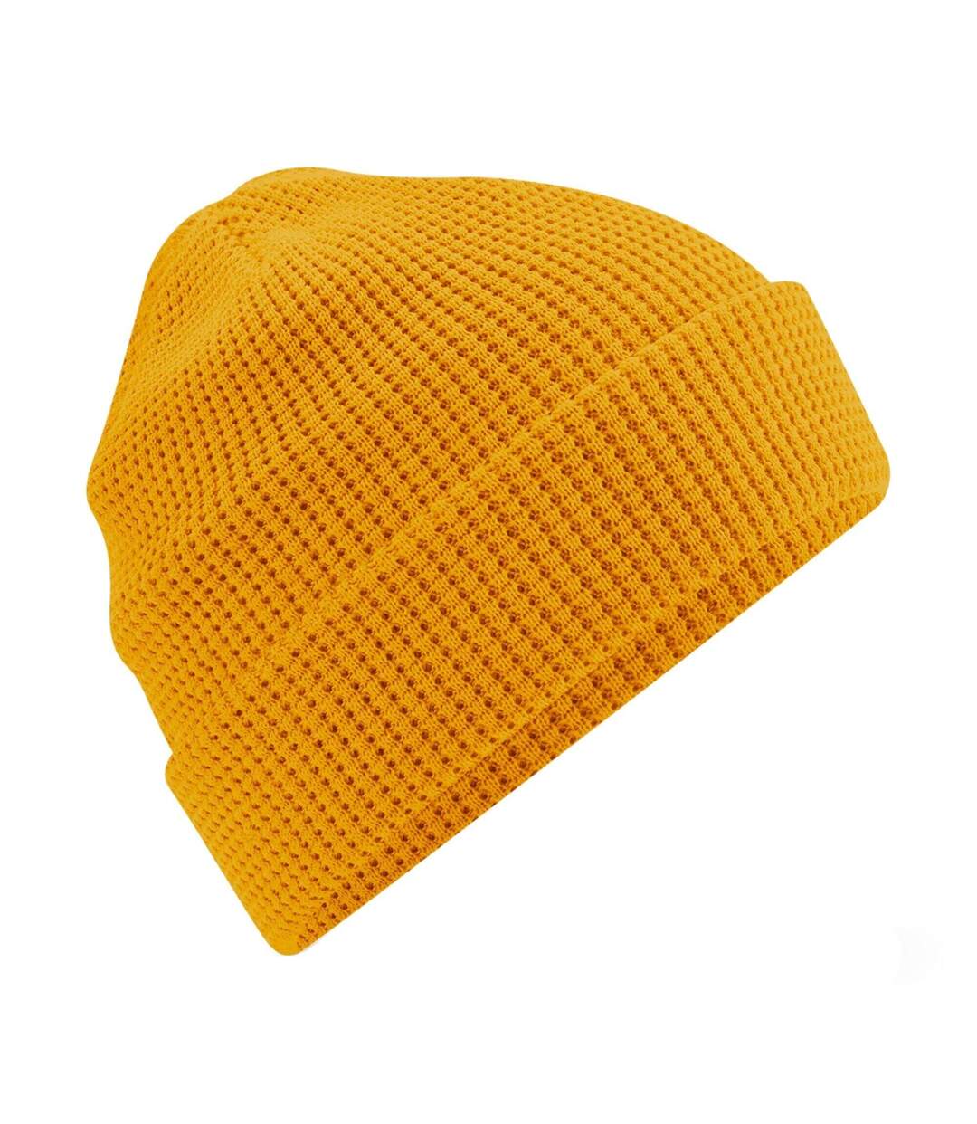 Bonnet En Coton Biologique Gaufré Jaune Foncé Beechfield-2