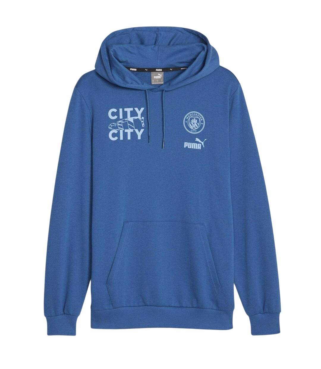 Sweat À Capuche Motif/style Manchester City Fc Homme Bleu Lac Puma-1