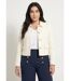 Veste courte droite boutonnée tissu natté uni-1