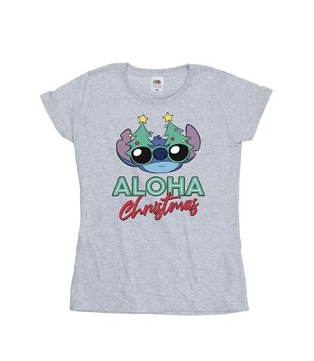 Disney T-shirt en coton Femme/Ladies Lilo And Stitch Christmas Tree Shades (Gris sportif) - UTBI25633