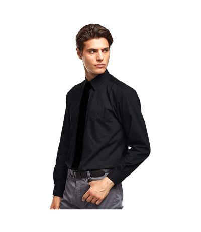 Mens  Poplin Long-sleeved Formal Shirt Black Premier