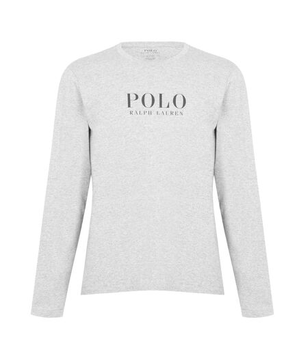 Mens Logo Cotton Long-sleeved Polo T-shirt Grey Heather Ralph Lauren