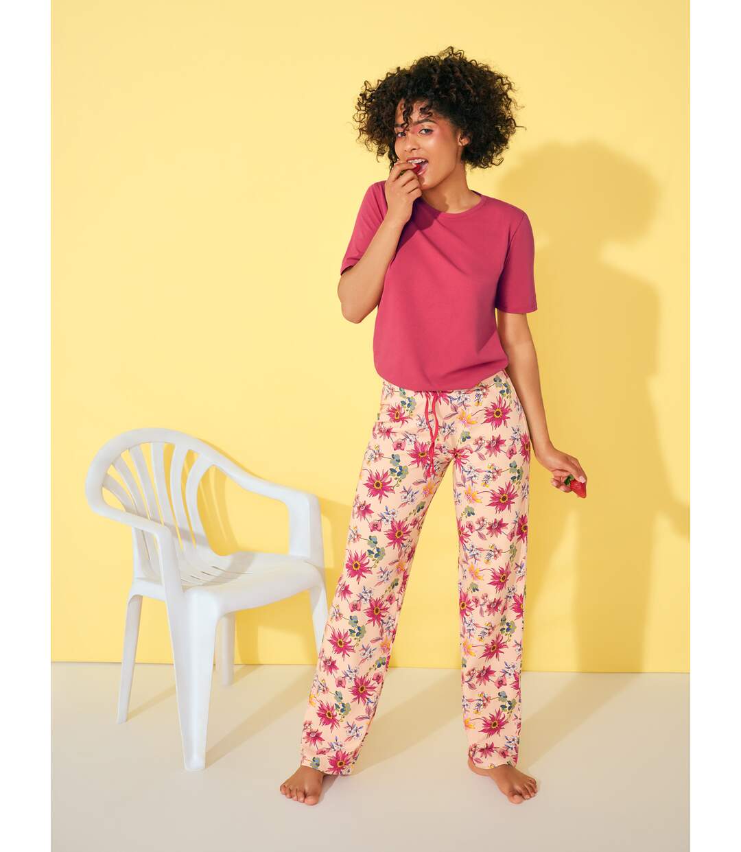 Pyjama pantalon t-shirt manches courtes Flowers Lisca Cheek