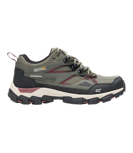 Womens/ladies Holcombe Iii Low Walking Shoes Olive Night Dark Cherry Regatta
