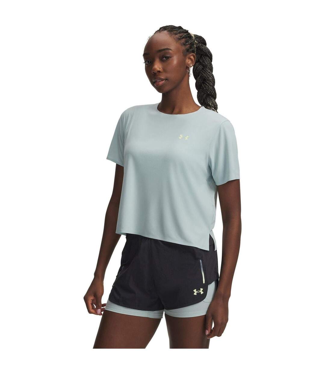 T-shirt Trail Run Femme Bleu Vert Under Armour-1
