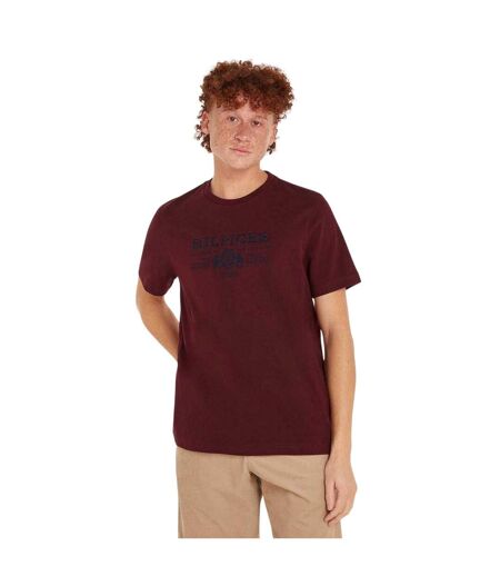 T-shirt Motif/style Logo Brodé Homme Bordeaux Foncé Tommy Hilfiger