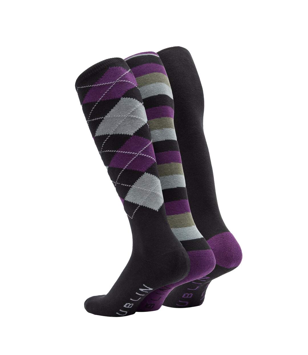 Pack of 3  Unisex socks  black/purple/grey Dublin-2