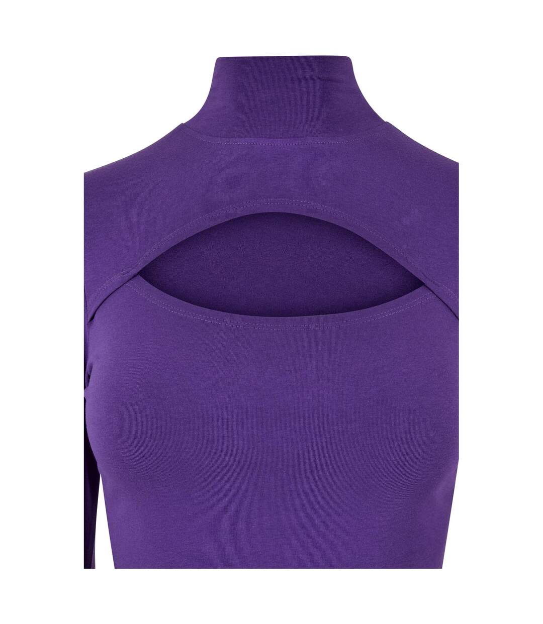 Womens/ladies Cut Out Turtle Neck Long-sleeved Top Real Violet Urban Classics-4