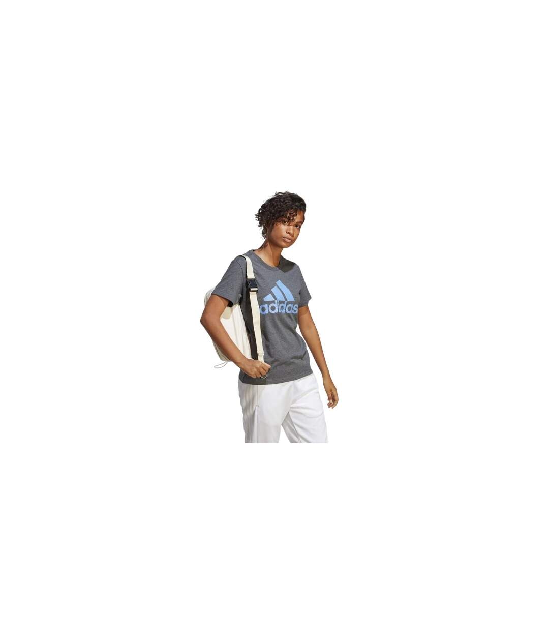 T-shirt Motif/style Gros Logo Femme Gris Foncé Chiné Adidas-1