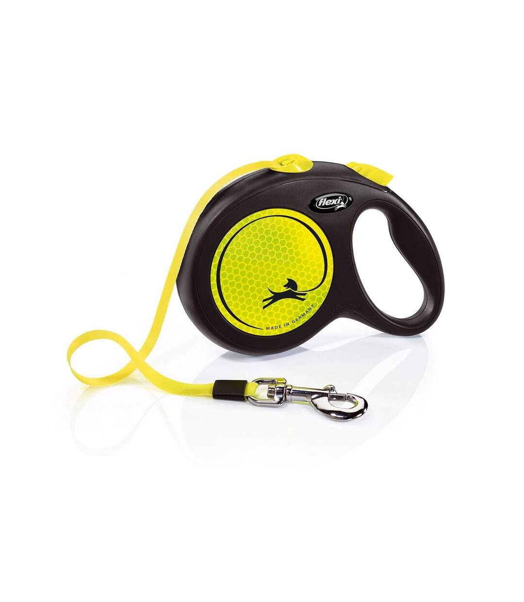 Laisse rétractable pour chiens large 5 m jaune néon / noir Flexi-1