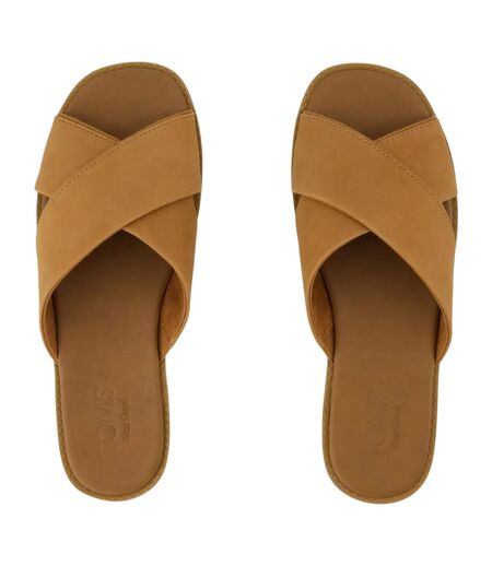 Womens/ladies Mae Leather Crossover Strap Sandals Brown Toms