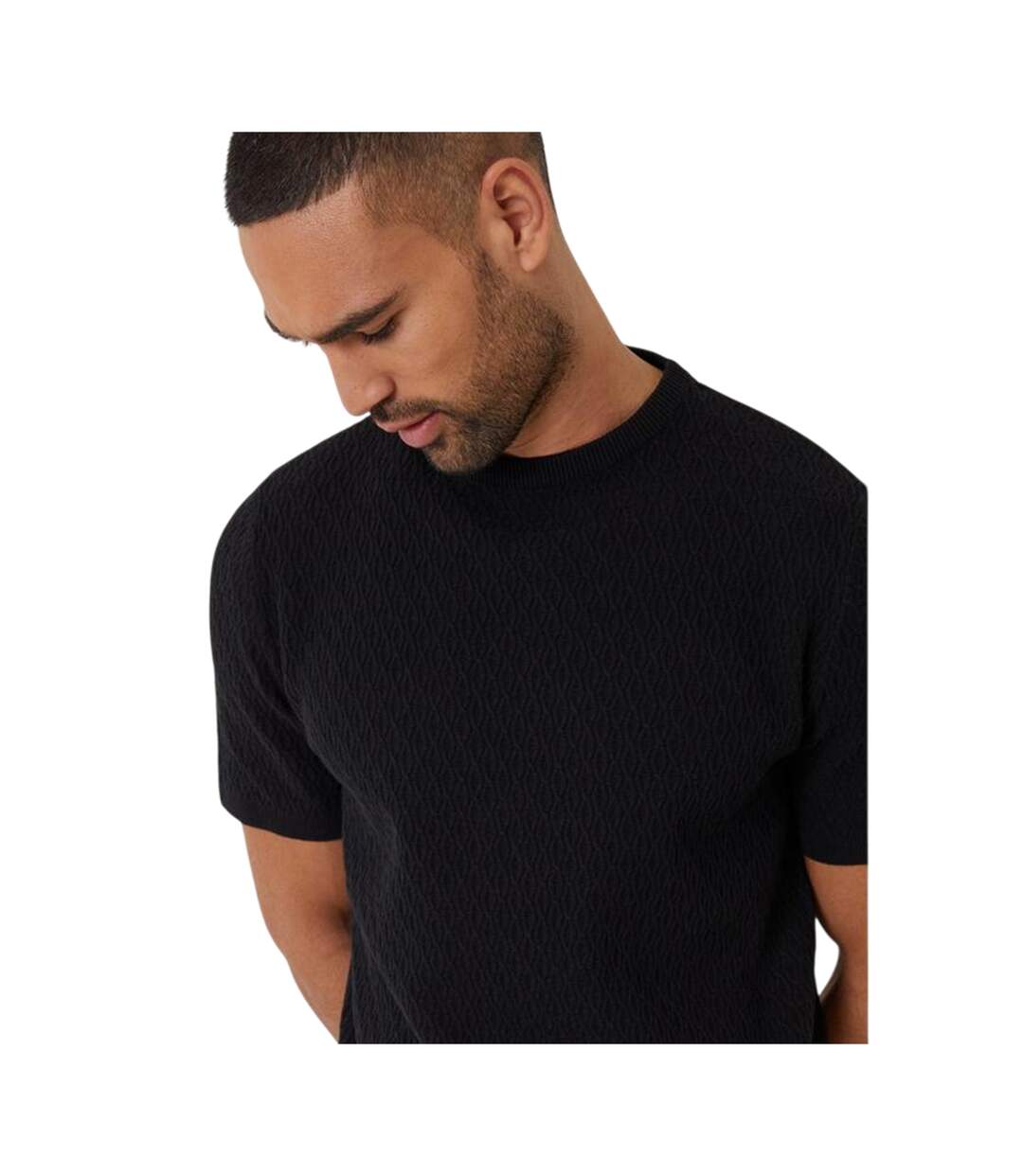 T-shirt Motif/style Texturé Homme Noir Threadbare-1