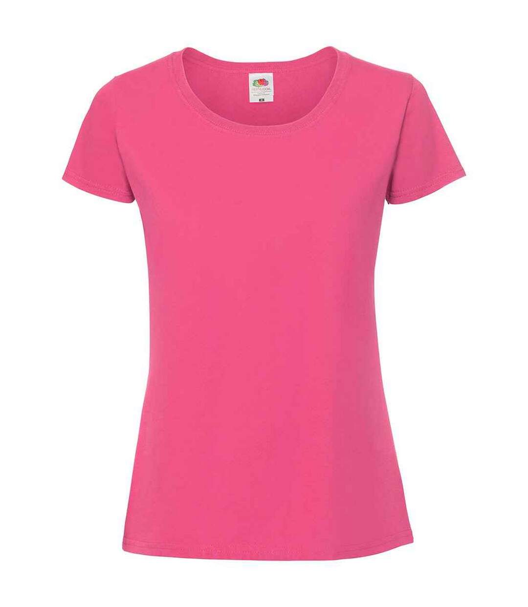 Womens/ladies Iconic Ringspun Cotton T-shirt Fuchsia Fruit Of The Loom-1