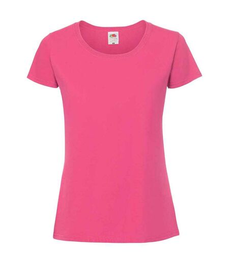 Womens/ladies Iconic Ringspun Cotton T-shirt Fuchsia Fruit Of The Loom