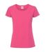 Womens/ladies Iconic Ringspun Cotton T-shirt Fuchsia Fruit Of The Loom-1
