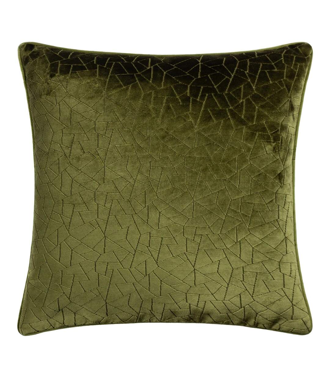 Malans piped velvet cut cushion cover 45cm x 45cm olive Hoem