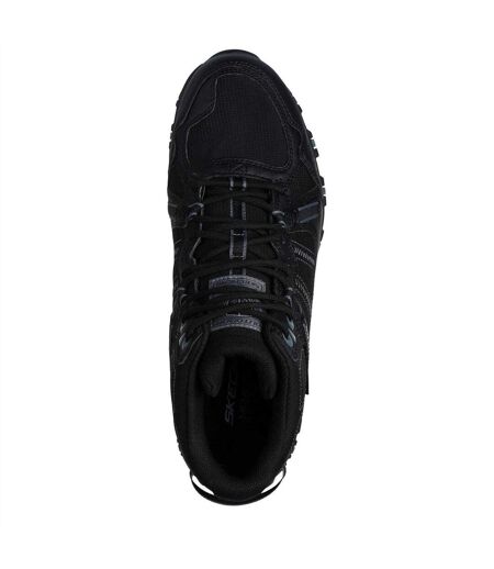 Mens Hillcrest Logo Leather Walking Boots Black Skechers