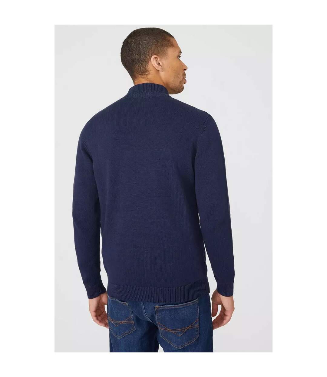 Mens Premium Cotton Funnel Neck Jumper Navy Maine-2