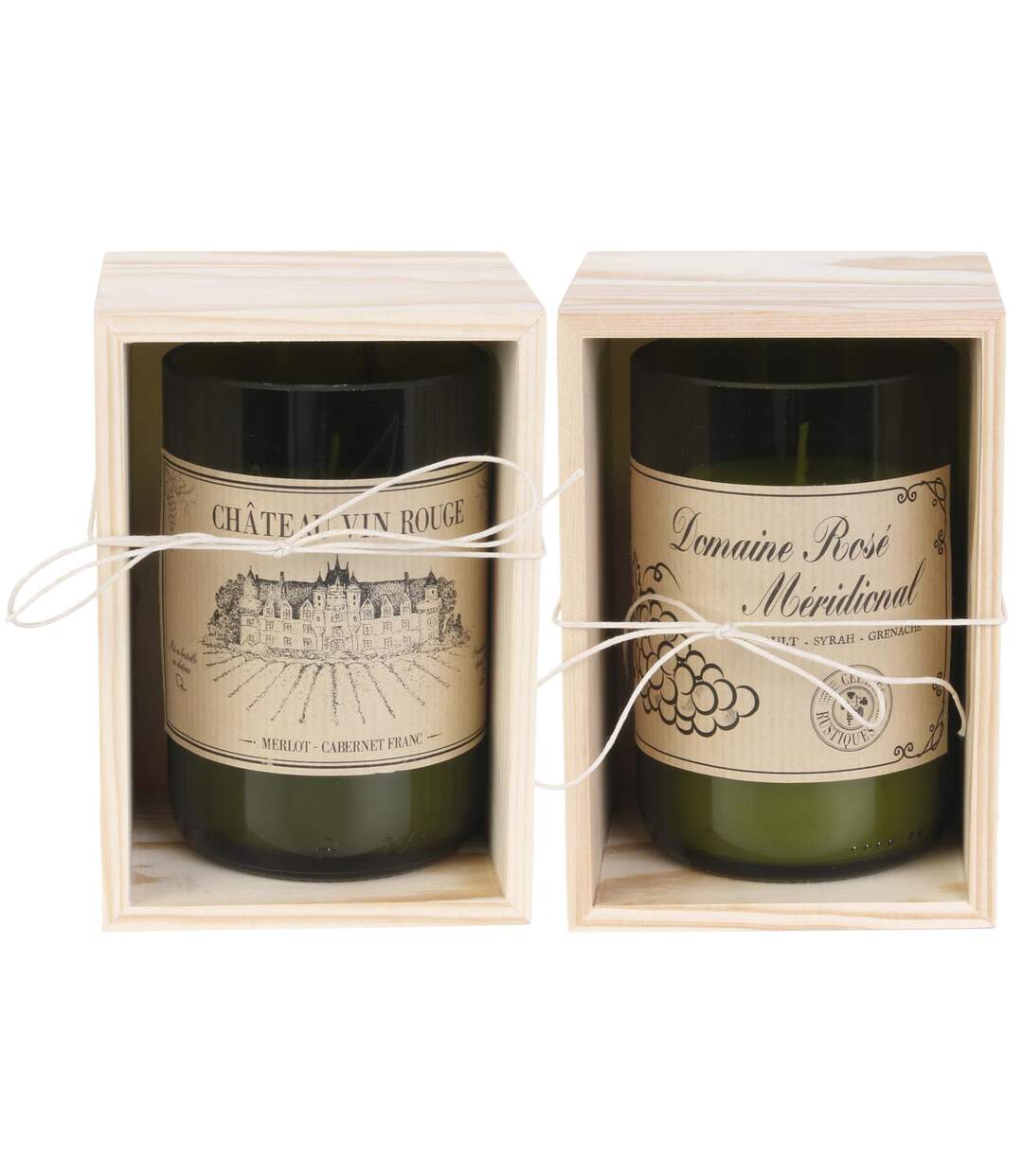 Lot de 2 bougies parfumées avec coffret en bois collection AU CHATEAU-1