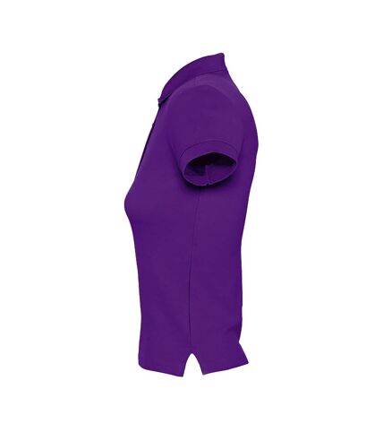 SOLS Womens/Ladies People Pique Short Sleeve Cotton Polo Shirt (Dark Purple)