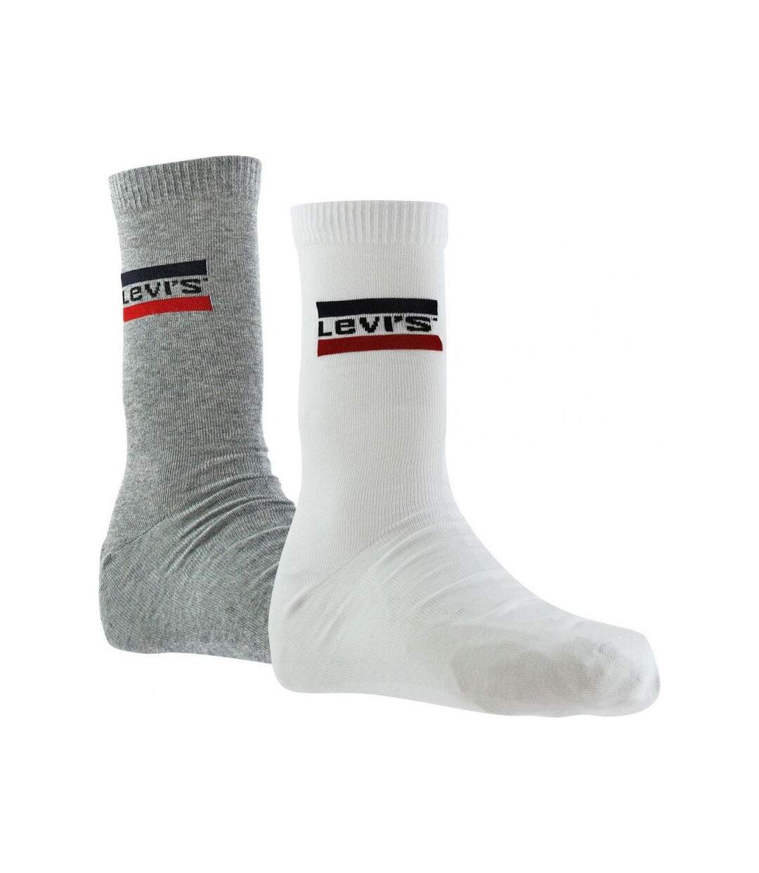 LEVI'S Lot de 2 paires de Chaussettes Mixte Coton SPRTSWR Gris Blanc