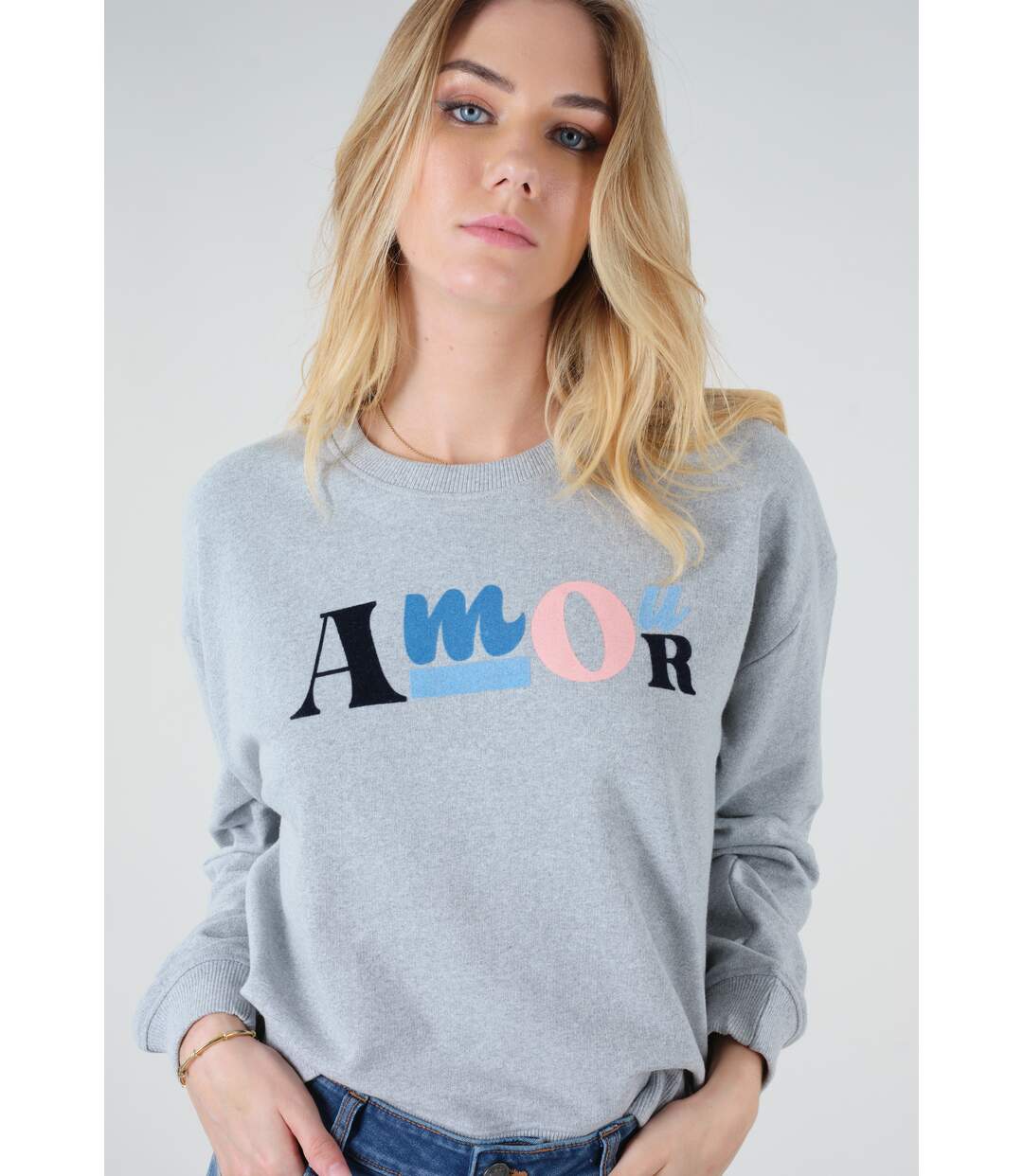 Sweat oversize avec print flocké  AMOUR-2