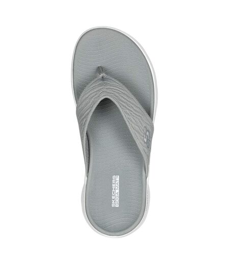 Womens/ladies go walk flex splendour flip flops grey Skechers