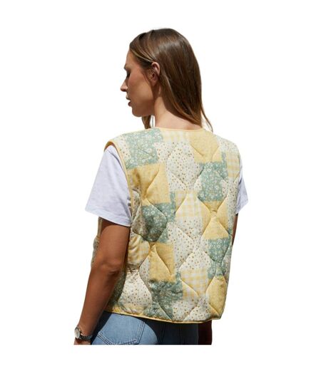 Doudoune Sans Manches Motif/style Patchwork Cabos Femme Citron Threadbare